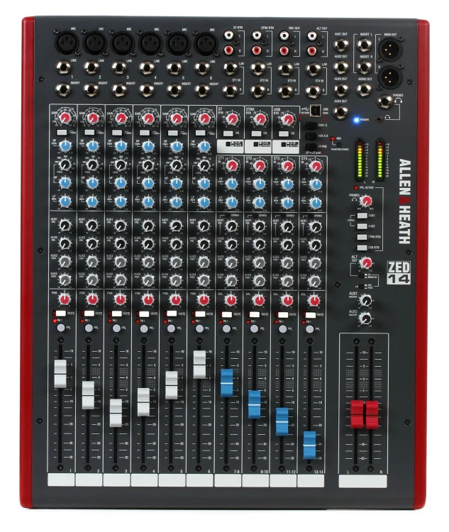 Allen & Heath ZED-14 12-channel Mixer with USB Audio Interface