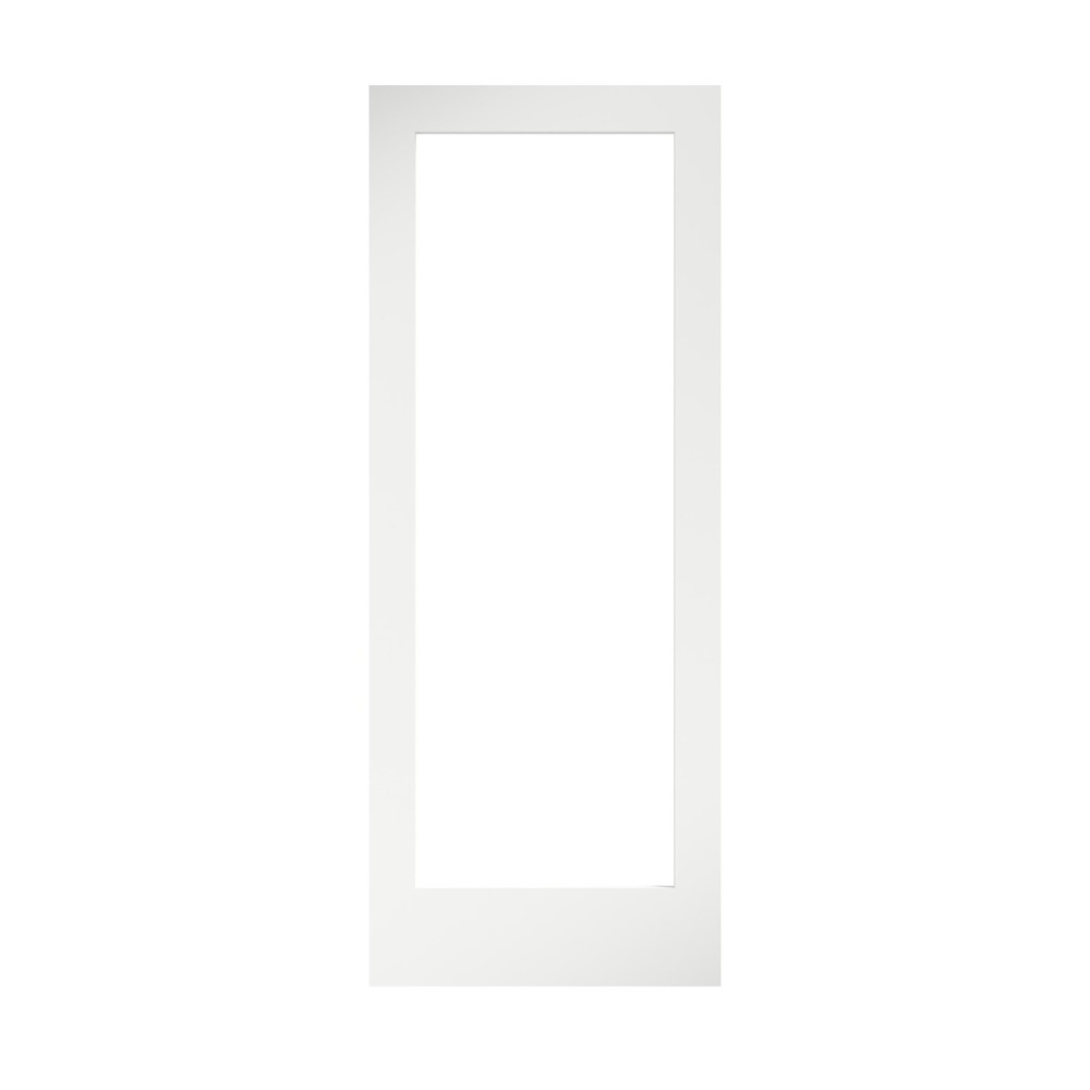 Primed 1 Lite Fullview Clear Glass Solid Core Interior French Doors 6'8 Height