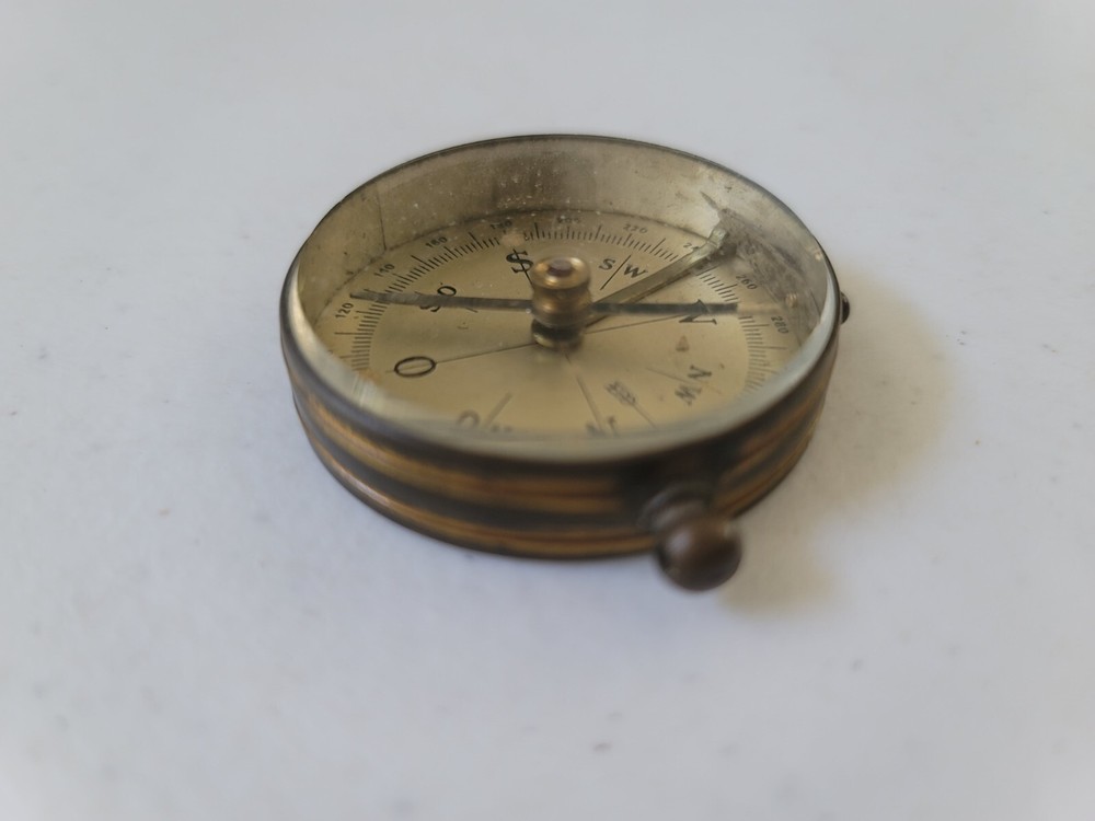 Vintage Antique Brass Compass Made In Germany