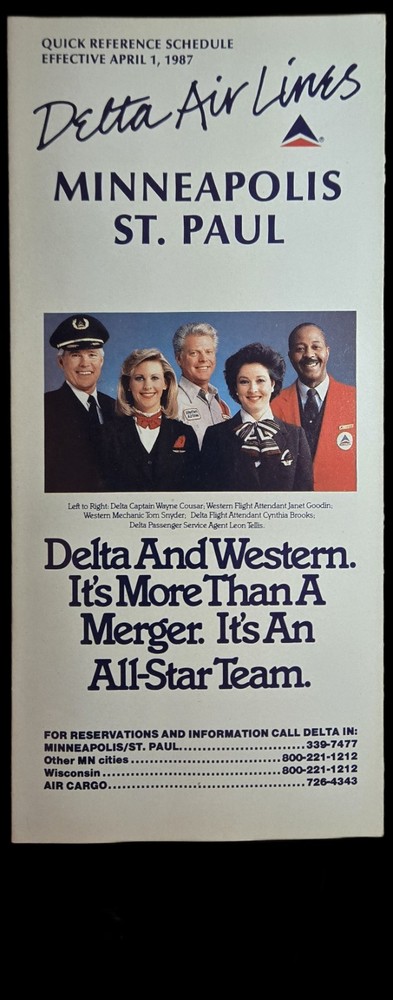 Delta Air Lines Quick Reference System Timetable April 1, 1987 Good Cond 4/1/87