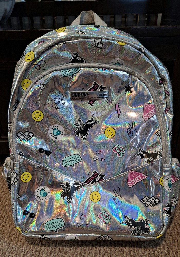 Justice Standard Size, 16", Iridescent Backpack, Excellent Condition!