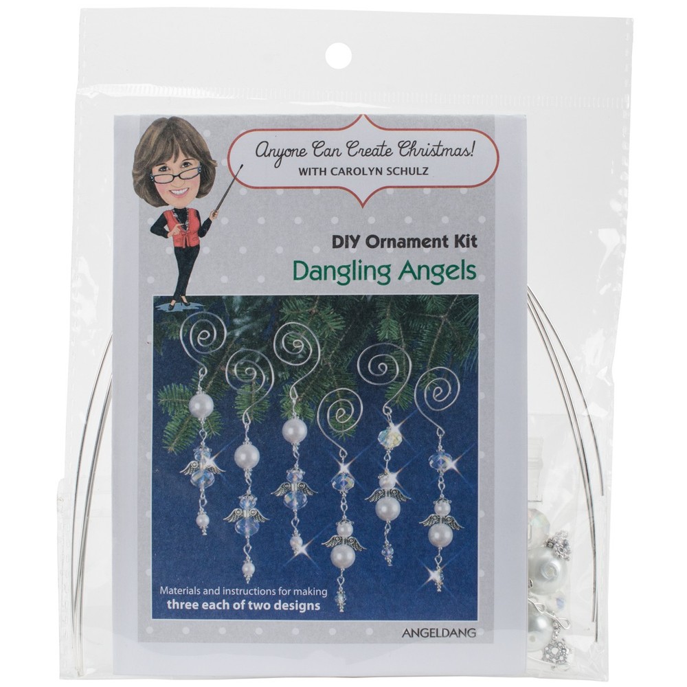 Solid Oak Nostalgic Christmas Beaded Crystal Ornament Kit-Dangling Angels Makes