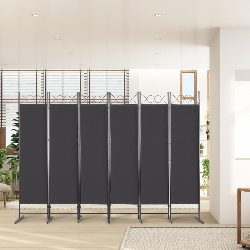6 Panel Room Divider Folding Screen Freestanding Privacy Partition Black