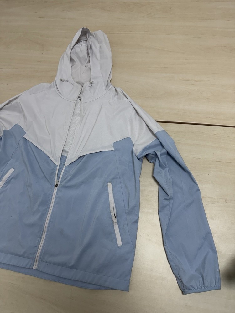 Nike Drifit Lightweight Packable Sky Blue White Windbreaker Jacket Medium M