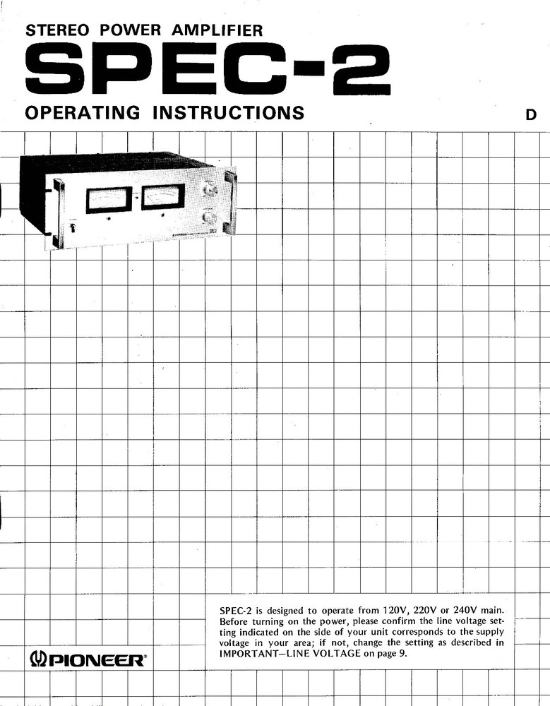Pioneer SPEC-2 Amplifier Owners Manual