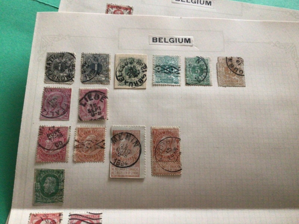 Belgium mounted mint & used stamps on 3 folded album page A17436