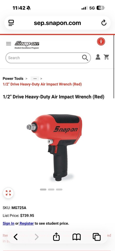 Snap-On Tools MG725 1/2 Drive