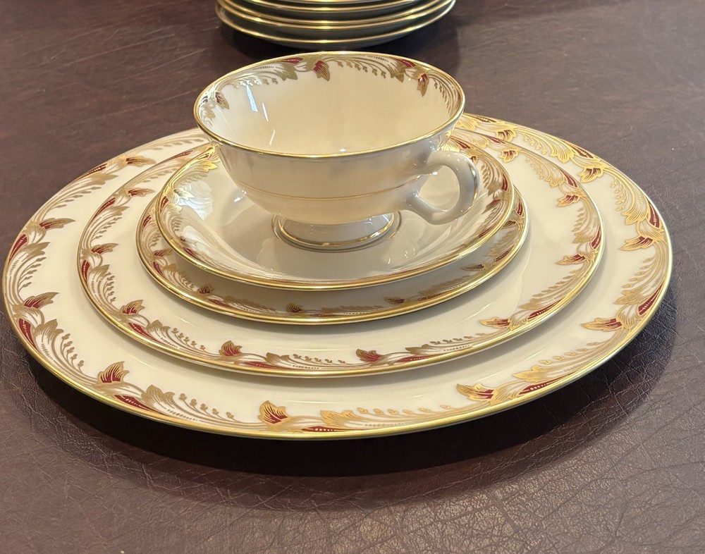 Lenox Essex Maroon 5-Piece Place Setting Dinnerware USA EUC