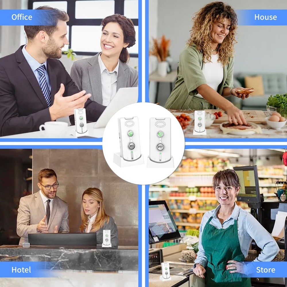 2 Way Intercom for Home,Wireless System Portable,Long white