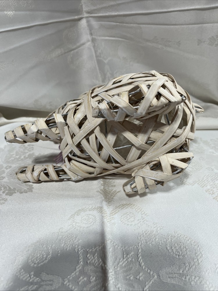 Ivory Wicker Easter Bunny Planter With Bow
