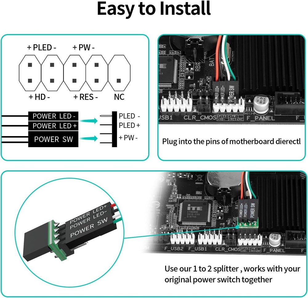 PC Power Button, Desktop Button External Switch ON Off LED PC...