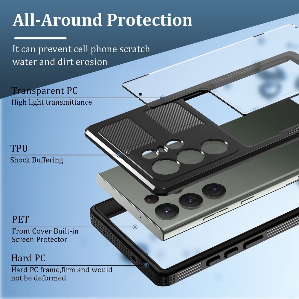 For Galaxy S23 S23+ S23 Ultra Waterproof Case Shockproof Plus Screen Protector