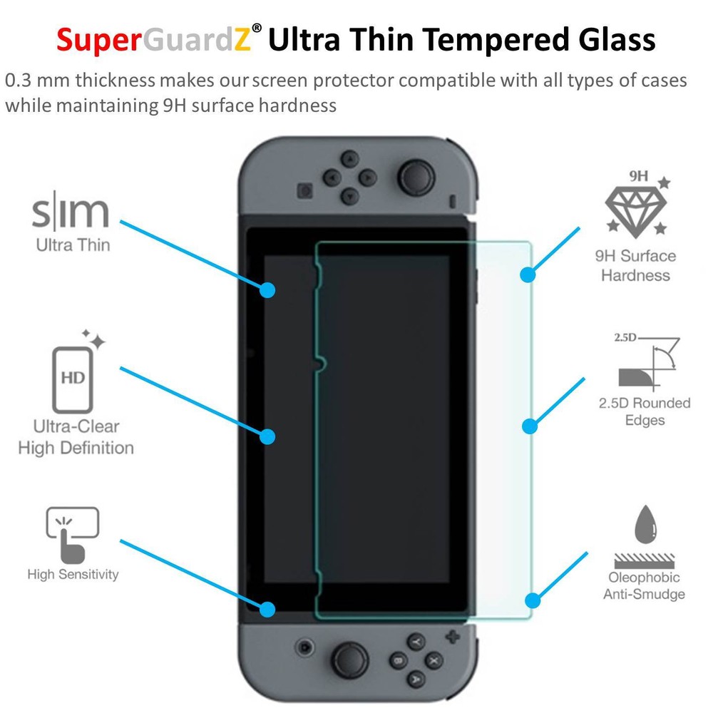 Nintendo Switch Tempered Glass Screen Protector Guard Shield Armor Saver Cover