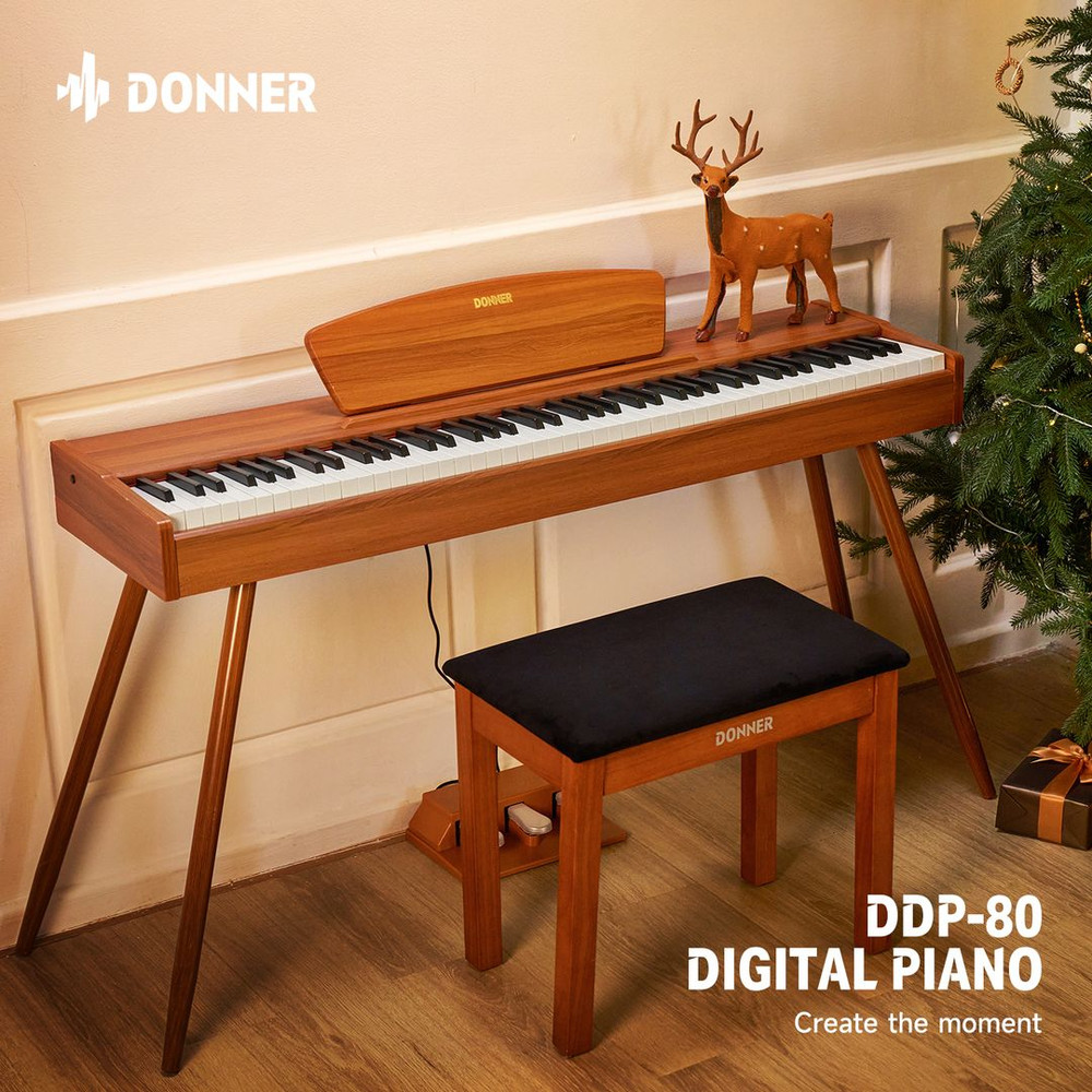 Solid Wood Keyboard Bench Donner Duet with Storage & Comfort Sponge Cushion