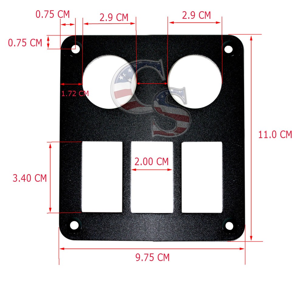 Red 35A 3 Gang Car Rocker Switch Panel USB Socket Power Plug Voltmeter Charger