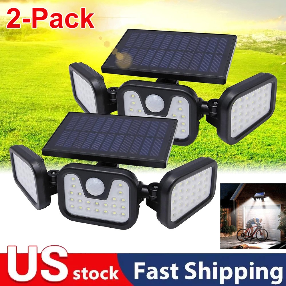 2 Pack LED Motion Sensor Solar Lights Outdoor IP65 Waterproof Security Lamp NEW