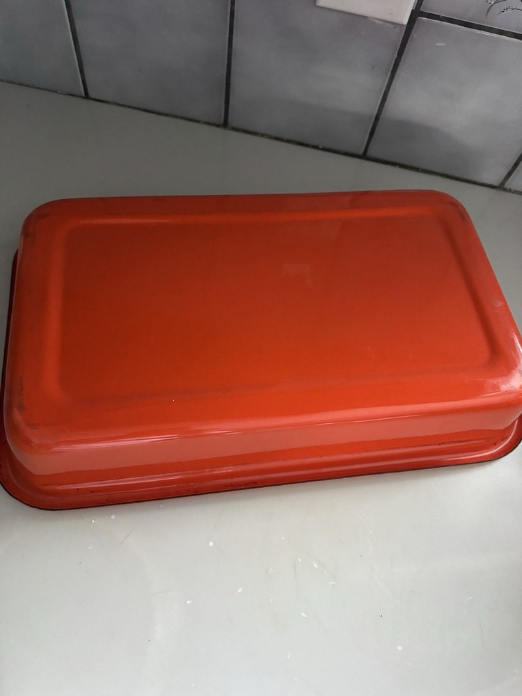 Orange Enamel Bakeware Pan Vintage