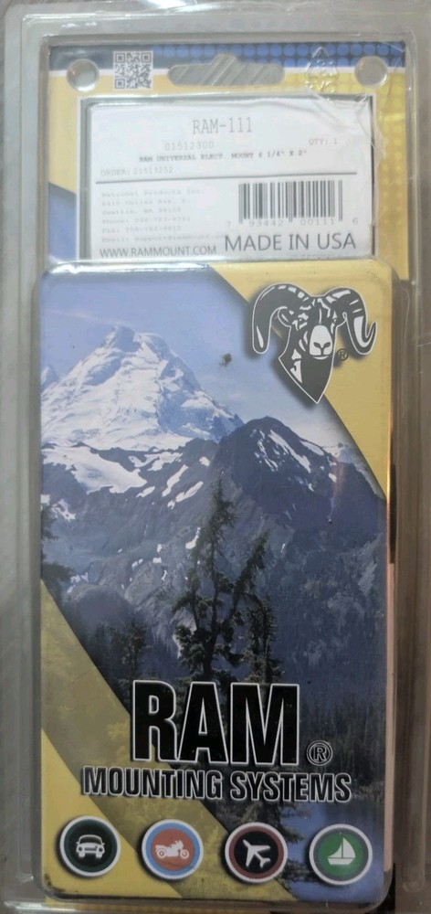 RAM Mount RAM-111U Double Socket Arm 2.5" Round Base 6.25" x 2" Rectangular Base