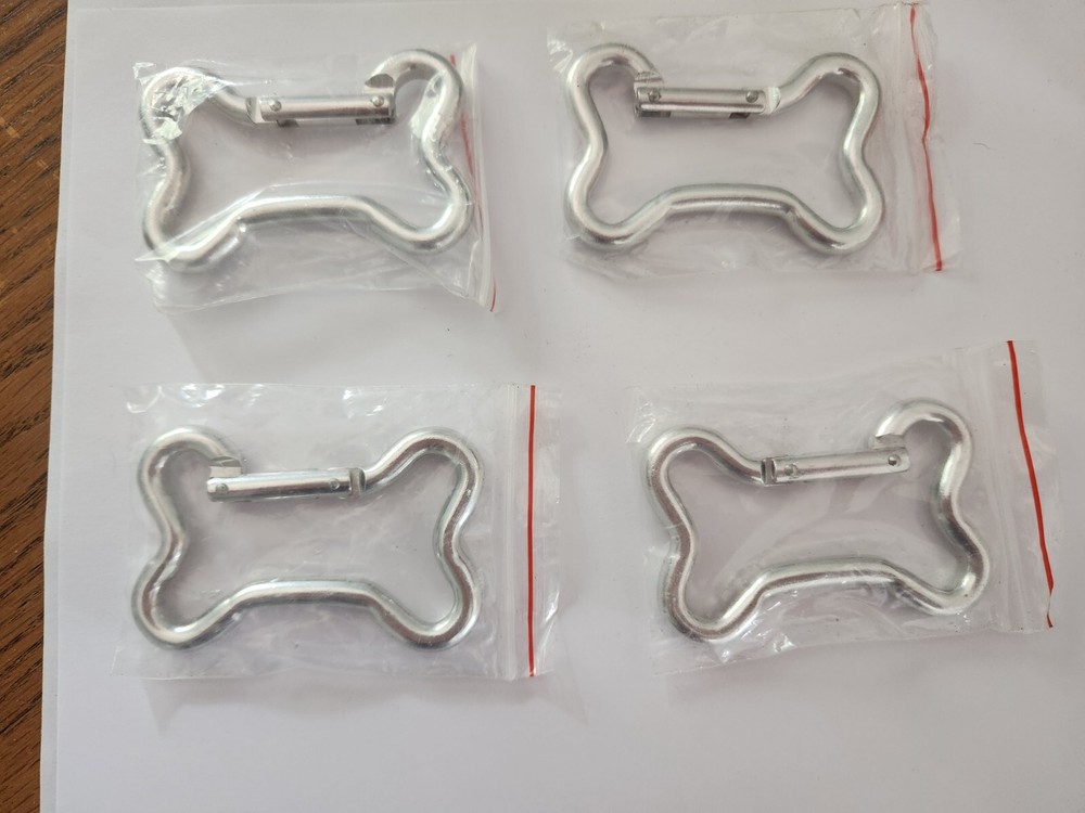4 Silver  Dog Bone Shaped Carabiner