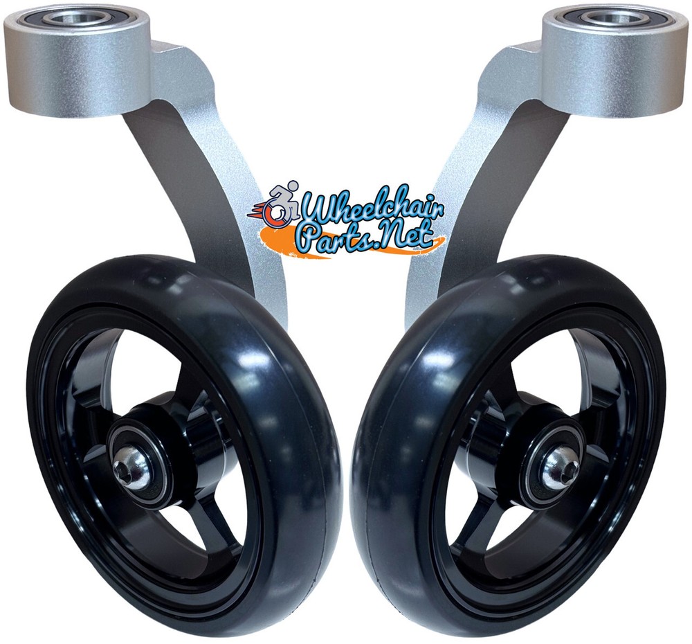 Single Sided Silver Aluminum Caster Fork Assembly With 4x1 Caster Wheels
