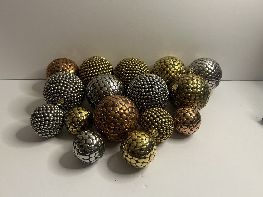 Decorative Brass Balls, Set Of 16￼