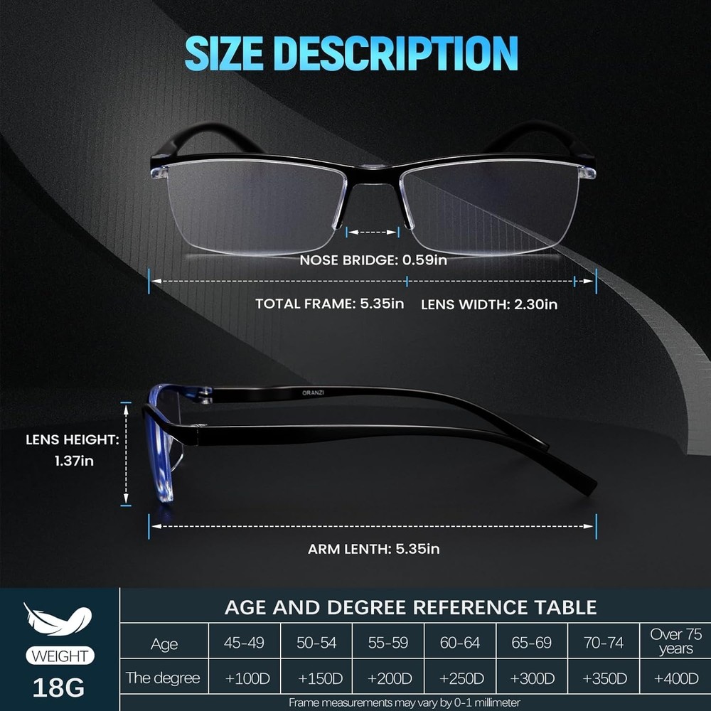 Blue Light Blocking Reading Glasses Men TR90 Computer Anti Eye Strain 2.0