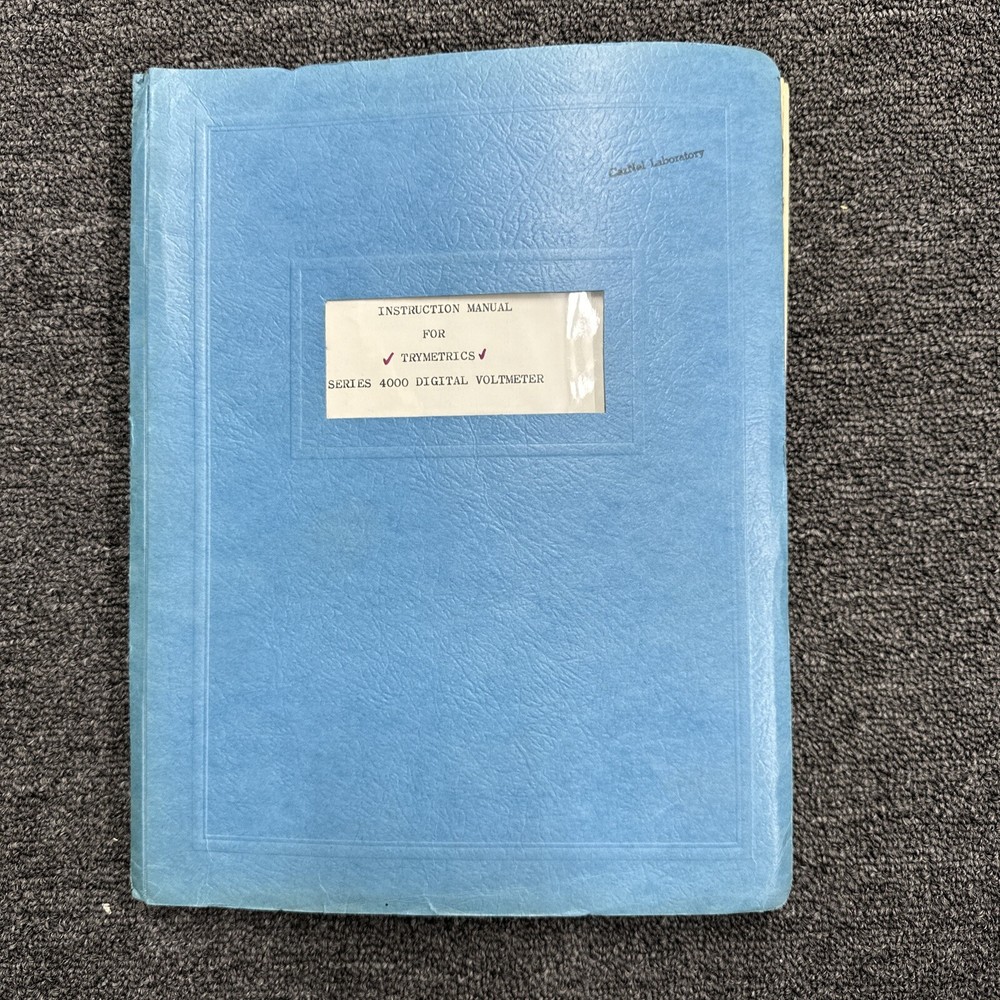 Trymetronics Series 4000 Digital Recorder Instruction Manual