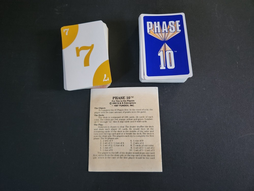 Vintage 1987 Phase 10 Replacement 107 Cards/Instructions