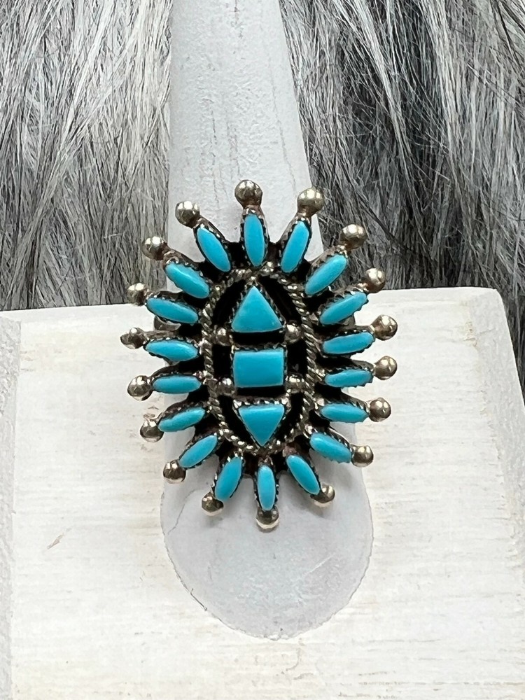 TURQUOISE ~ PETIT ~ STERLING SILVER ~ RING (8.50)