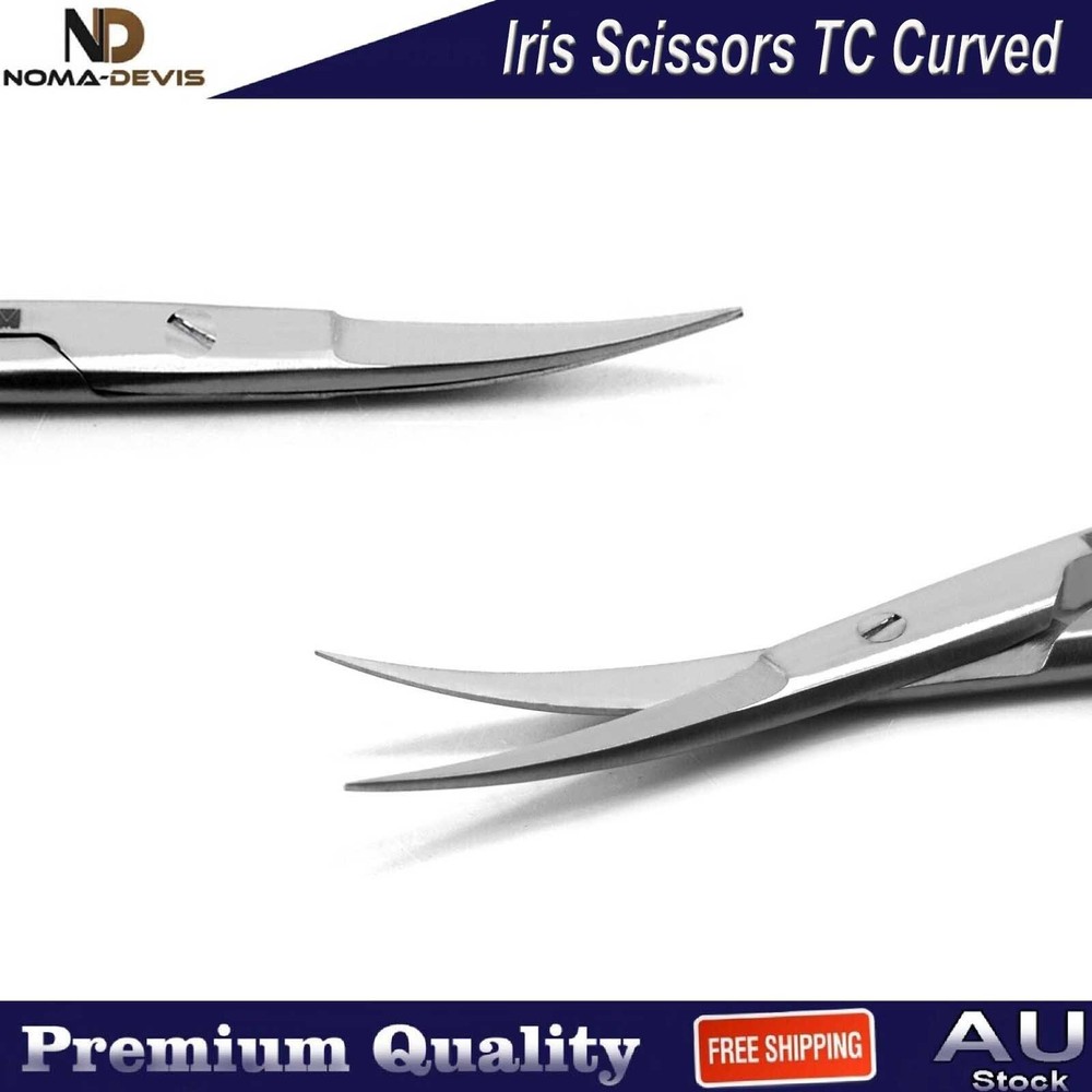 Surgical Iris Scissors TC Curved Veterinary Microsurgery Dissecting Dental Shear