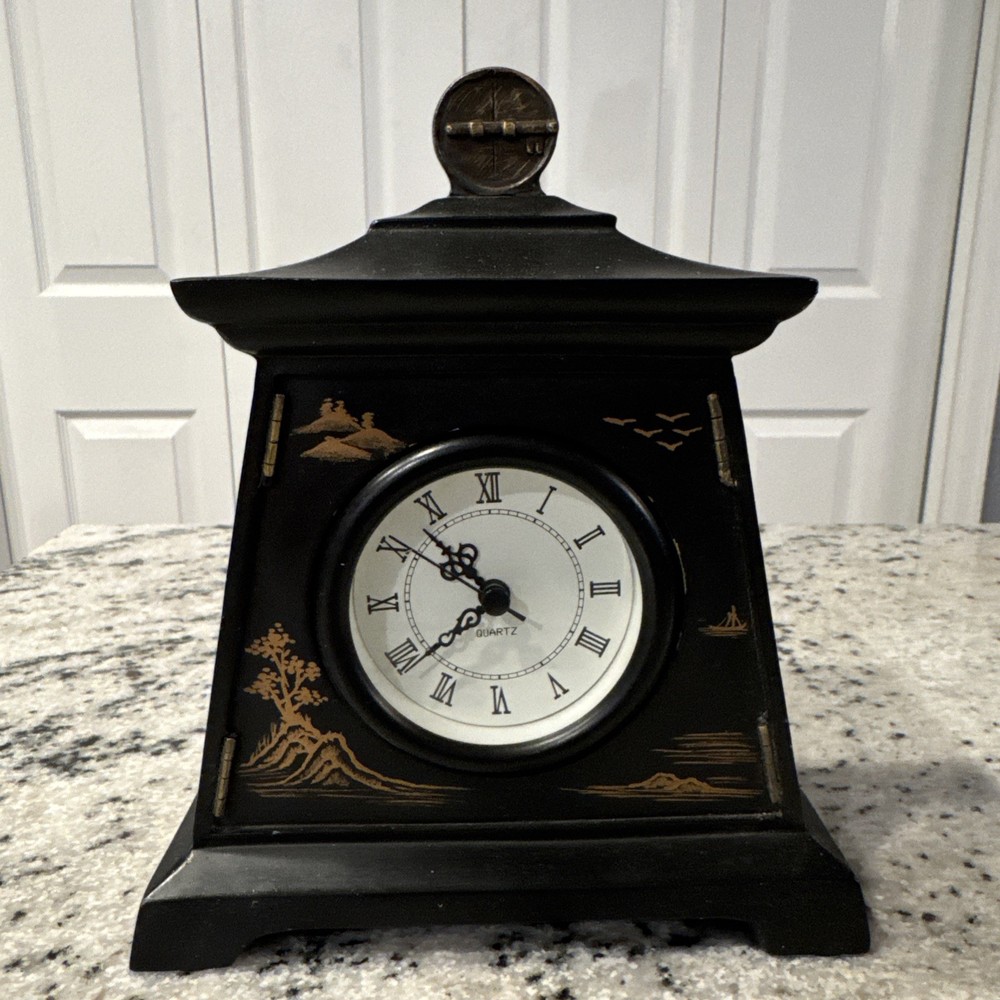 Black Mantle Clock Black And Gold