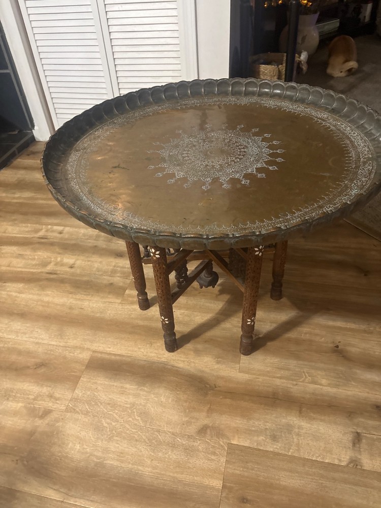 Persian hammered copper table