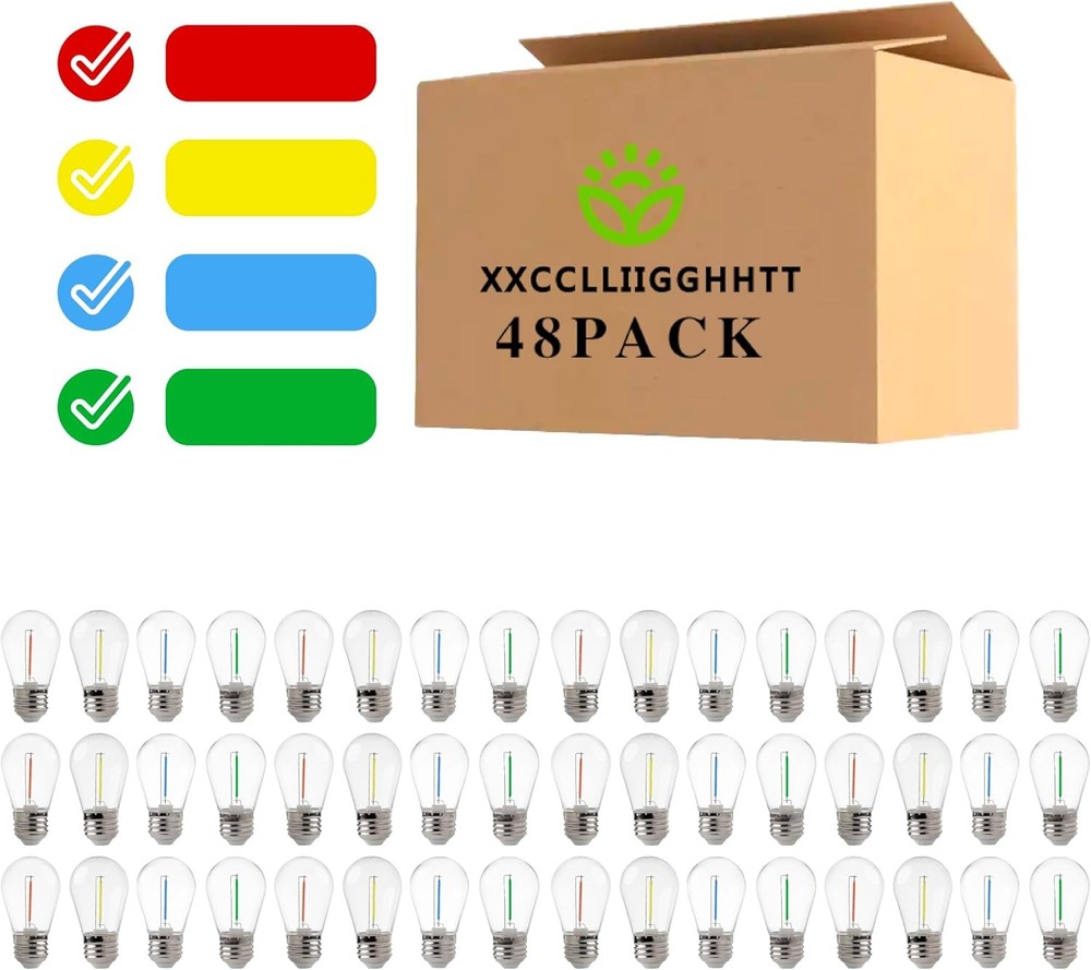 S14 LED Replace Light Bulbs for Patio String Light Shatter-Resistant 48