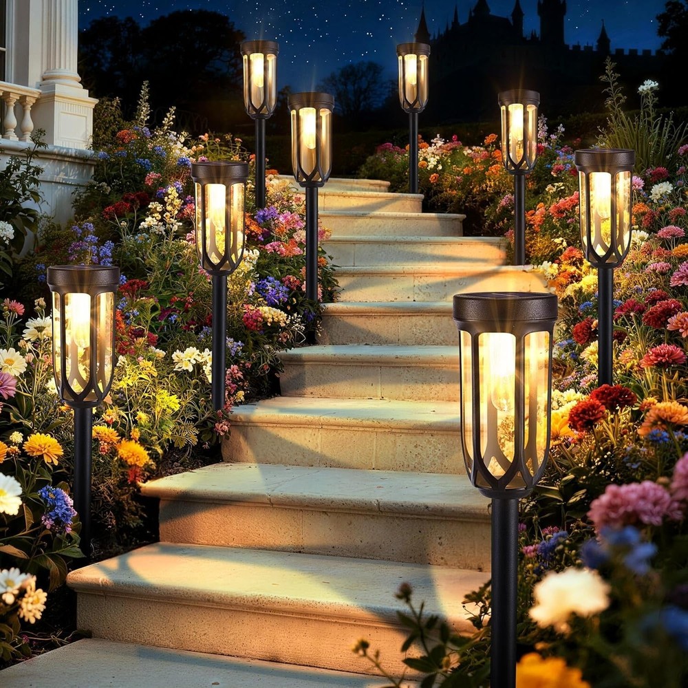 Solar Pathway Lights - 8 Pack Solar Lights Outdoor Waterproof, Bright LED Sol...