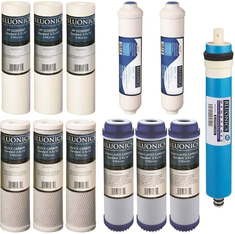 Reverse Osmosis Replacement Filter Set  RO Cartridges 12 pcs w/ 100 GPD Membrane