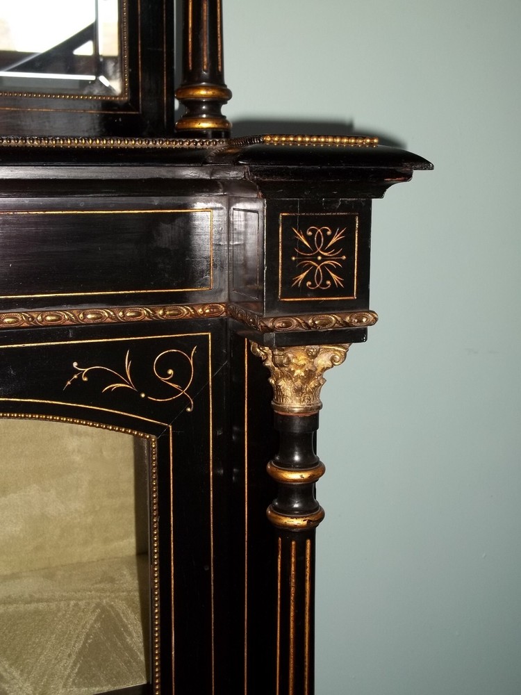 Antique ebonised side cabinet credenza chiffonier sideboard ebonized Circa 1870