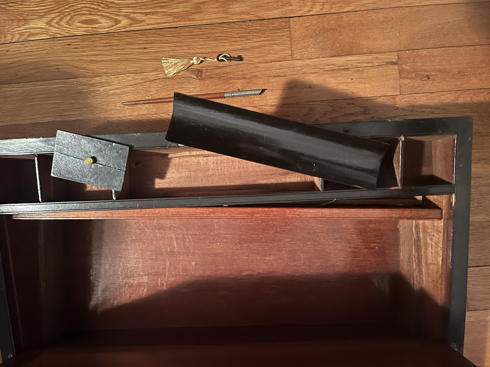 Antique Walnut Writing Slope Box with Secret Compartments