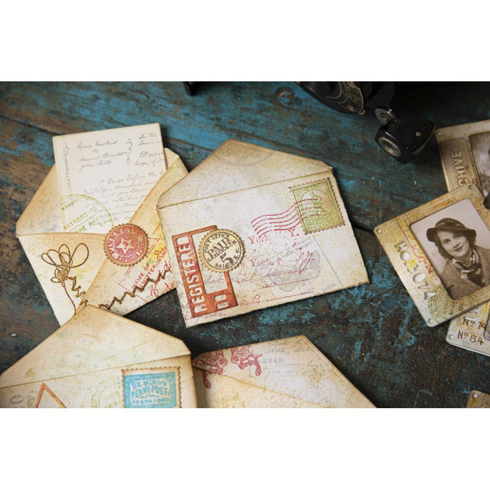 Sizzix / Tim Holtz Thinlits Dies Postale 665927 49 dies Envelope Card Stamps
