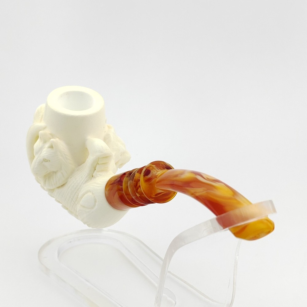 Eagle,Lion,Wolf Embossed Claw Block Meerschaum Pipe,With Case,Unique Pipe