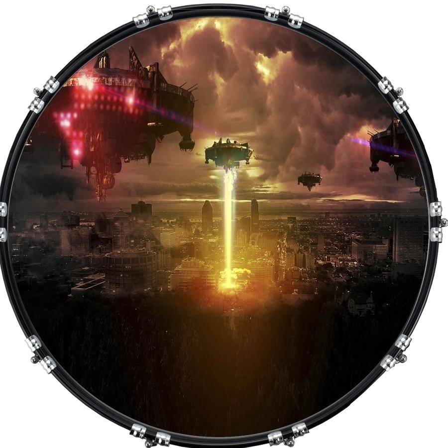 22" Custom Bass Kick Drum Front Head Graphic Graphical The Visitors 1