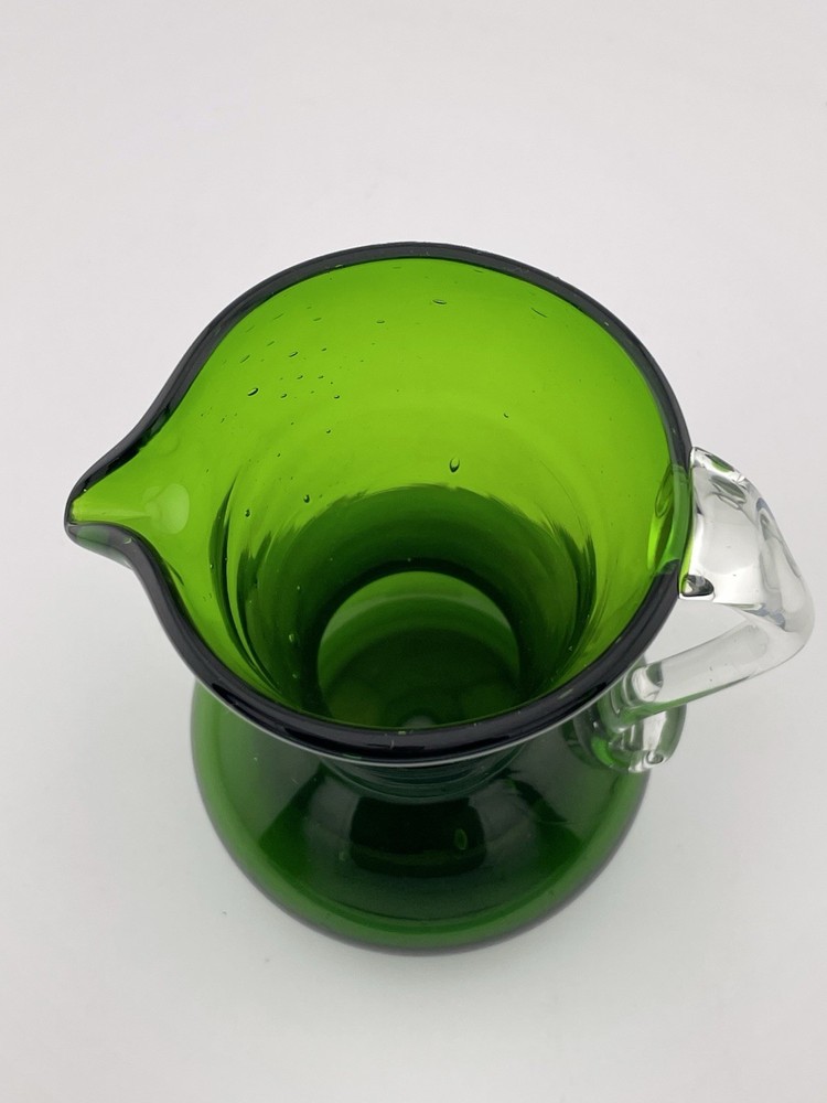 Green Art Glass Hand Blown Mini Pitcher