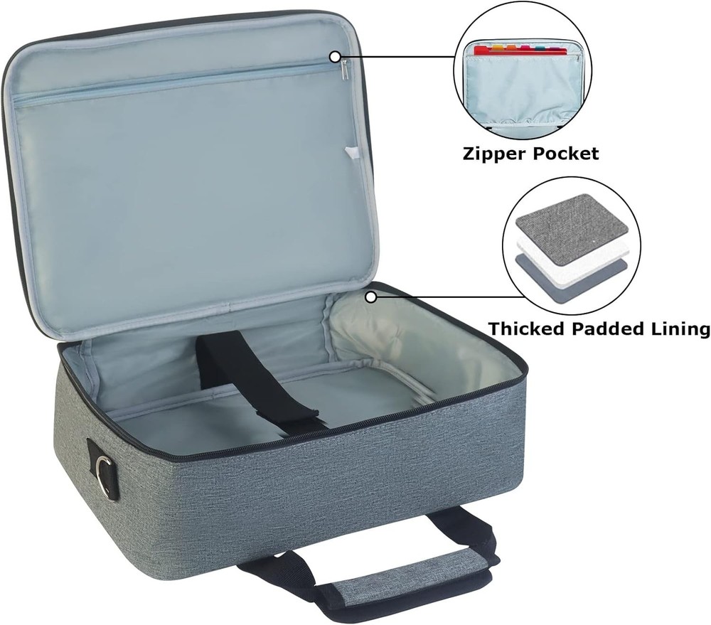 Projector Carrying Case with Accessories Storage Pockets and Adjustable Shoulder