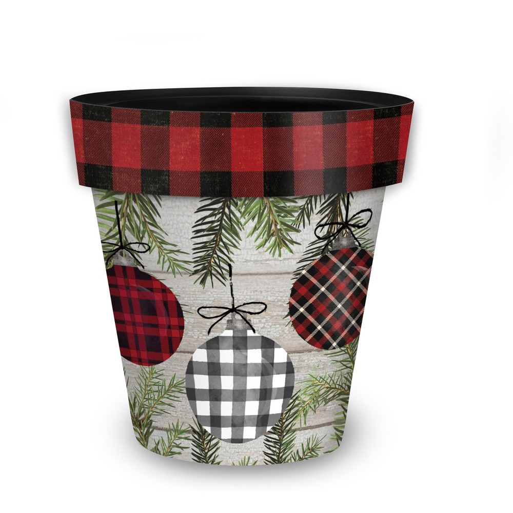 Briarwood Lane Christmas Patterned Ornaments Medium Planter 11" Diameter