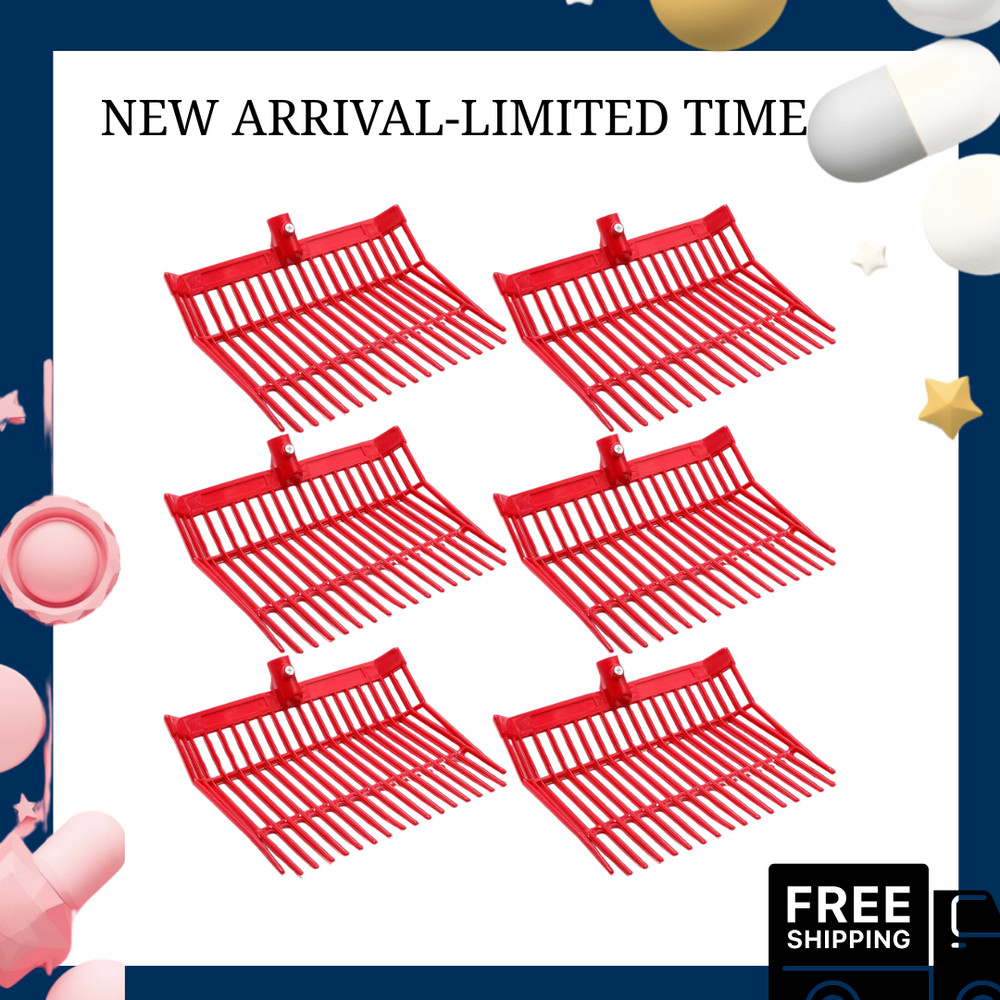 NEW 6 Pcs Manure Fork Replacement Head 18 Tines Pitchfork Head Screws Nuts Red