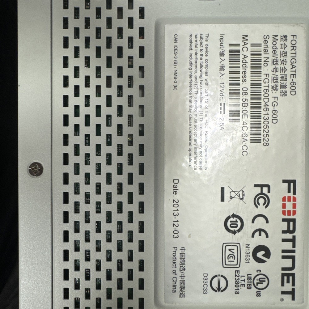 Fortinet FortiGate-60D Network Firewall