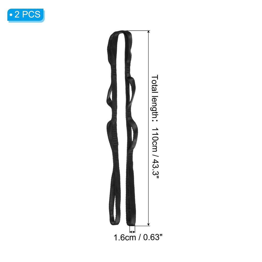 2Pcs Daisy Chain Straps Strong Climbing Strap Adjustable with 8 Loops Black