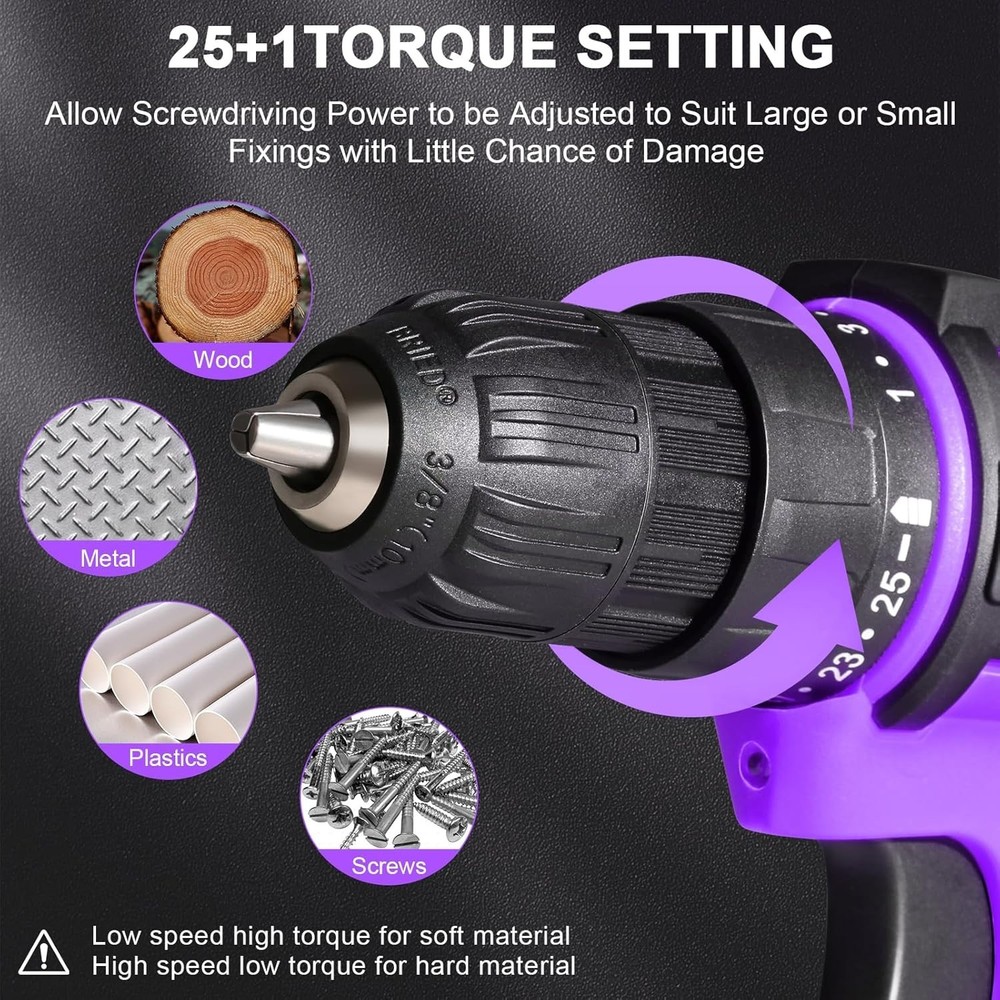 20V Cordless Power Drill Kit with 43 Bits & LED Light