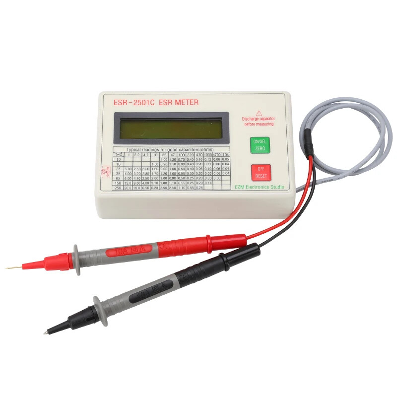 Capacitor ESR DCR Tester Test In Circuit Capacitance Meter With Test Leads Clip