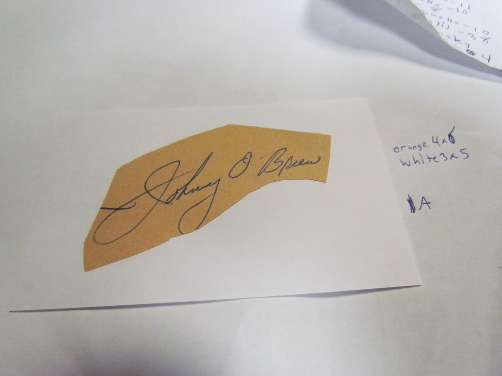 Johnny O'Brien autographed Cut/Index Card