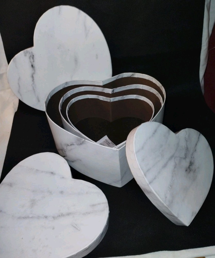 3 Pcs Heart Boxes / Nesting Boxes / Cardboard